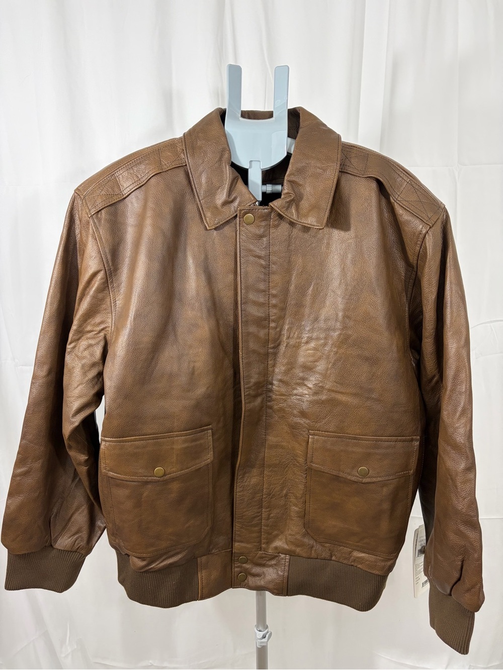 NWT Vintage Leather Women’s Size XL Brown Genuine Leather Bomber Jacket